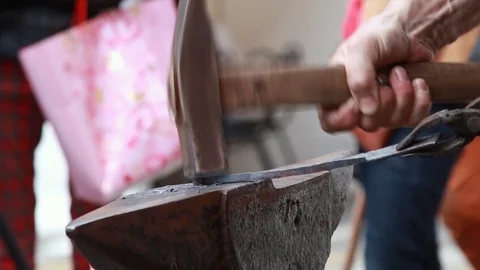Blacksmith working with the hummer Stock Footage 120161157