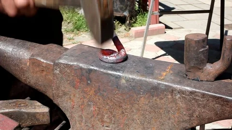 Blacksmith working manually Stock Footage 70383210