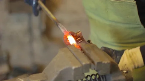 Blacksmith working in shop Stock Footage 75072166