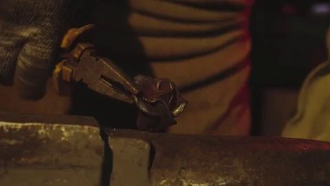 Blacksmith is working in smithy Stock Footage 78222813