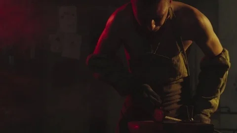 Blacksmith is working in smithy 動画素材 78223074