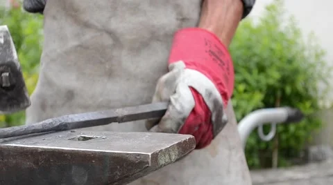 Blacksmith Working with Steel Stock Footage 46111285