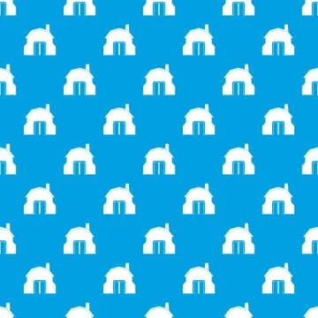 Blacksmith workshop building pattern seamless blue Stock Illustration