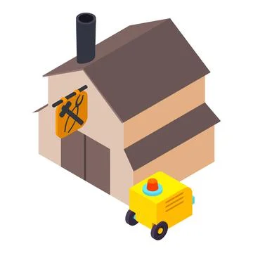 Blacksmith workshop icon isometric vector. Workshop building and welding machine Stock Illustration