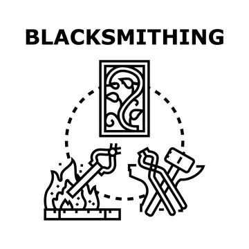 Blacksmithing craft creating metal art and tools Stock Illustration