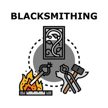Blacksmithing craft creating metal art and tools Stock Illustration