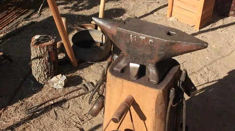 Blacksmith's Anvil Tool, Incus, Farrier Stock Footage 58442882