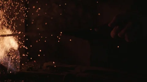 Blacksmith's hot fire with sparks Vídeo Stock 88905064
