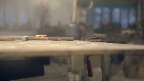 Blacksmith's tool on the desktop Stockbeeldmateriaal 77027177