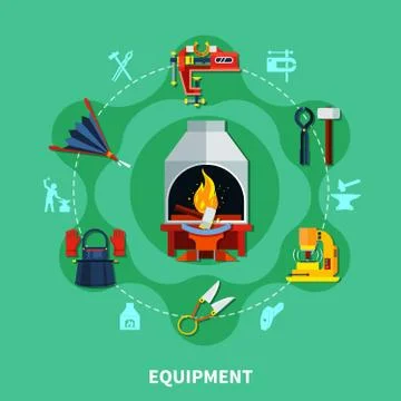 Blacksmiths Tools Icons Composition Stock Illustration