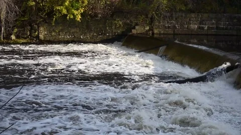 Blackstone River Falls Full view Stock Footage 81970708