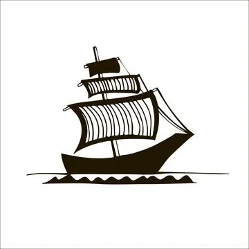 Black&amp;white graphic ship Stock Illustration