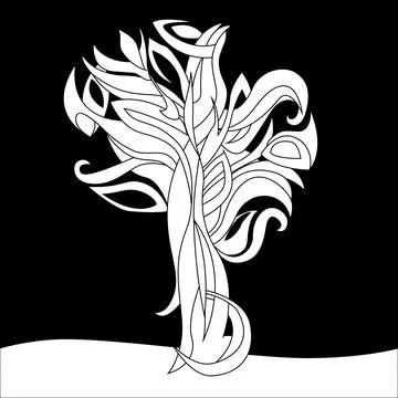 Black&amp;white magic tree Stock Illustration