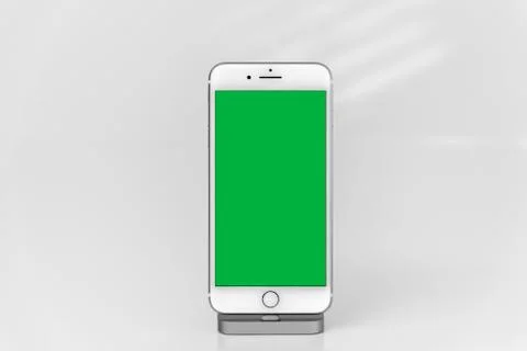Blacnk screen on iPhone 7 Plus the application software chroma key green Stock Photos