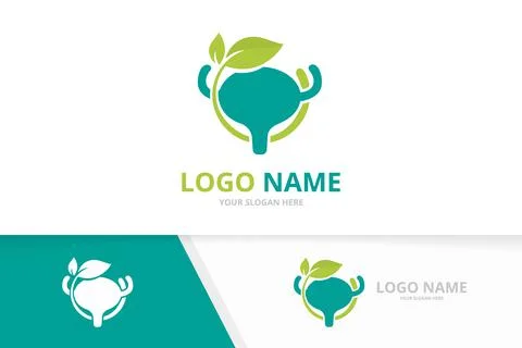 Bladder and leaves logo combination. Urinary tract logotype design. Stock Illustration