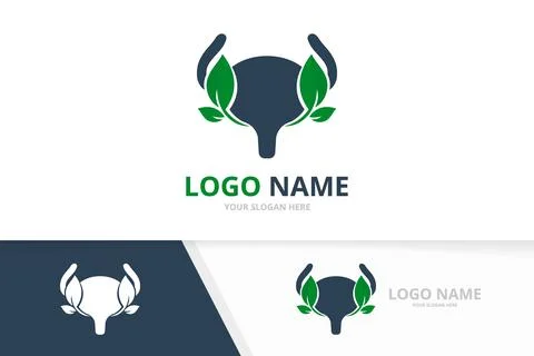 Bladder and leaves logotype design. Urinary tract logo combination. Stock Illustration