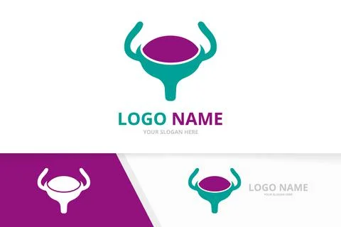 Bladder and reproductive system logo. Urinary tract logotype design template. 스톡 일러스트