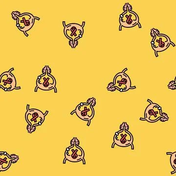 Bladder cancer vector seamless pattern Stock Illustration