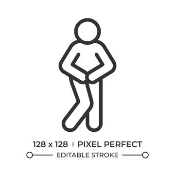 Bladder control issue pixel perfect simple line icon Stock Illustration