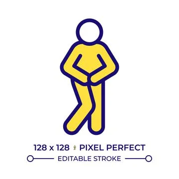 Bladder control issue pixel perfect line color icon Stock Illustration