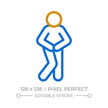 Bladder control issue pixel perfect duotone line icon Stock Illustration