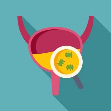 Bladder experiencing urinary tract infection bacteria magnifying glass Stock Illustration
