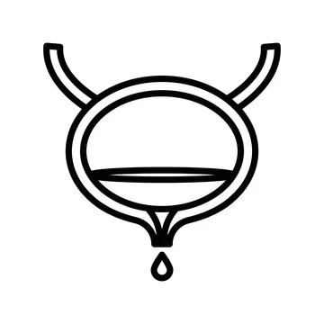 Bladder flush icon linear logo mark in black and white Stock Illustration