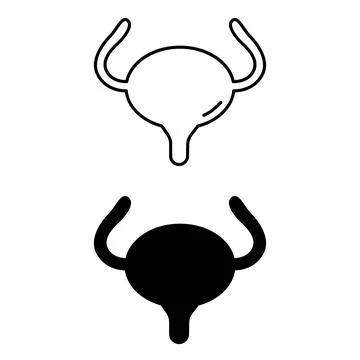 Bladder Icons. Black and White Vector Illustration. Human Internal Organ, M.. Stock Illustration