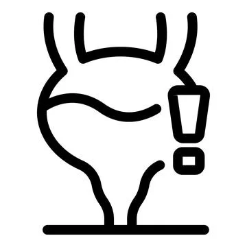 Bladder problem showing urinary infection with alert sign Stock Illustration