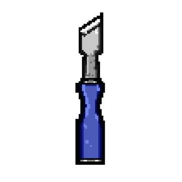 Blade chisel carving pixel art vector illustration Illustration