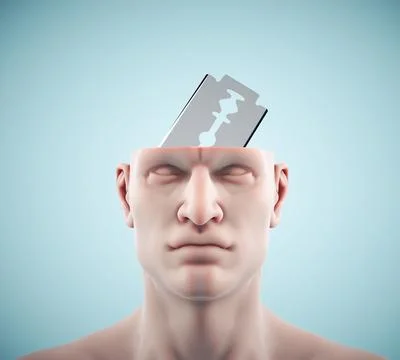 The blade instead of the brain. Sharp mind concept. Stock Illustration