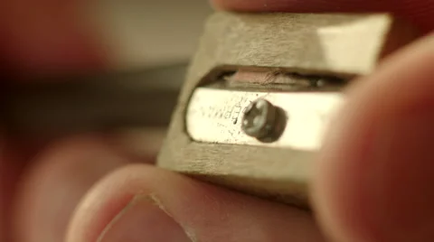 Blade of the Pencil Sharpener Cutting Shavings Stock Footage 60326868