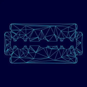 Blade razor low poly triangulation triangulated polygonal electric cyan blue  Stock Illustration