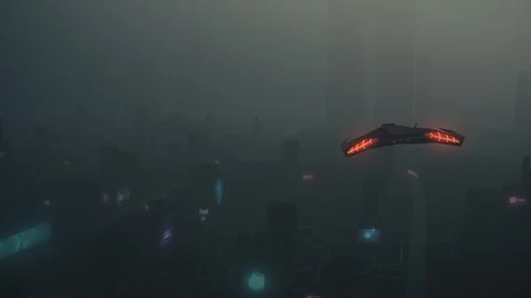 Blade Runer 3D City of the future Stock Footage 128200706