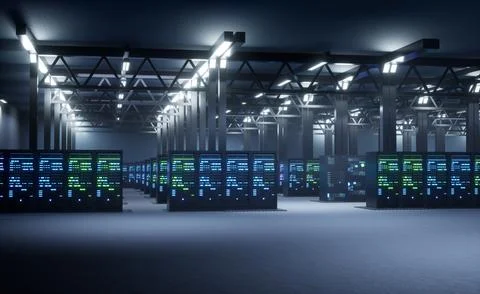 Blade servers in empty data center Stock Illustration