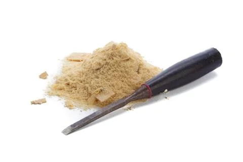 Blade of sharp chisels with sawdust Stock Photos