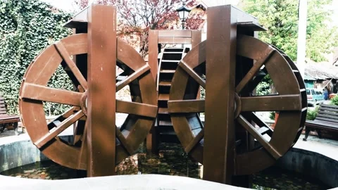 The blades of the watermill are working Stock Footage 274225604