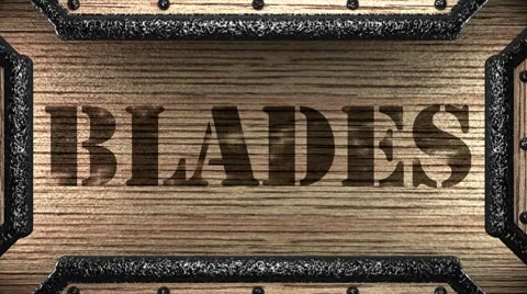 Blades on wooden stamp Stock Footage
