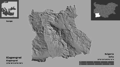 Blagoevgrad, Bulgaria. Bilevel elevation map Stock Illustration