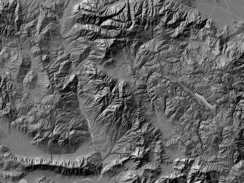 Blagoevgrad, Bulgaria. Bilevel elevation map with lakes and rivers Illustrazione stock