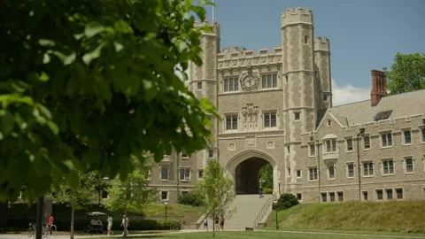 Blair Hall At Princeton University Dolly From Behind Tree Stock Footage 340261361