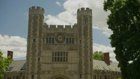 Blair Hall At Princeton University Tilt Down And Moving In Stock Footage 340261036