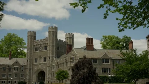Blair Hall At Princeton University Tilt Down Stock Footage 340261064