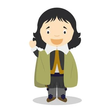 Blaise Pascal cartoon character. Vector Illustration. Kids History Collection イラスト素材