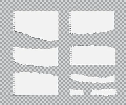 Blanc torn paper sheets set. Vector realistic design elements. Illustrazione stock