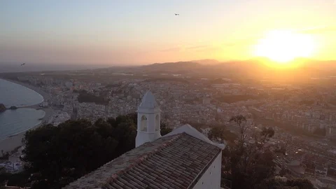 Blanes views from the hermitage at sunset Stock Footage 112019357