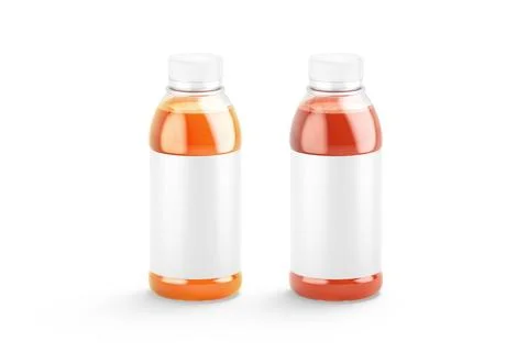 Blank 16 oz plastic bottle with tomato and carrot juice mockup Illustrazione stock
