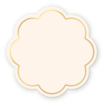 Blank 3D abstract flower frame with golden border isolated Stock Illustration