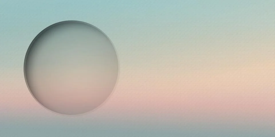 Blank 3D circle frame paper cut style on abstract pastel dramatic sky backg.. Stockillustratie