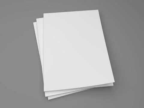 Blank 3D illustration empty stack of magazines, books on gray. Stock Illustration